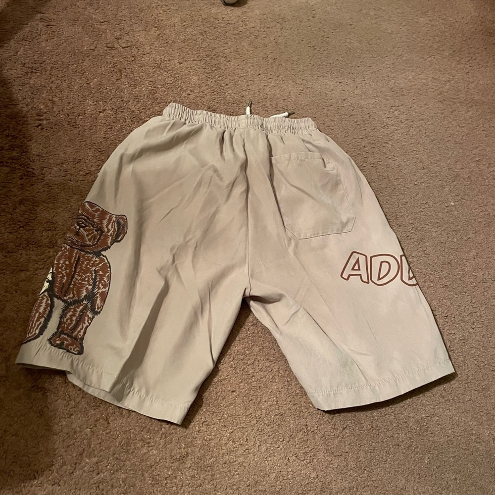 Vintage Teddy Addiction Gym Shorts Minimalist Style Drawstring Bottoms - Picture 5 of 5